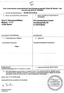 Zertifikat-Heims-Kaese